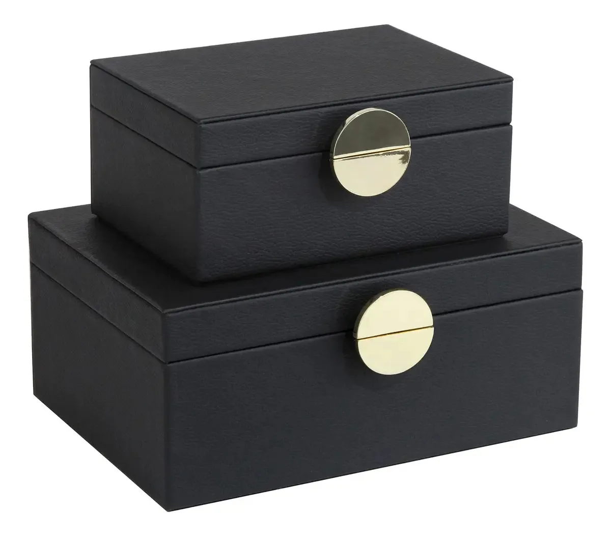 Caixas de joias de couro sintético Hofferruffer, caixas decorativas,. Cor: Preto