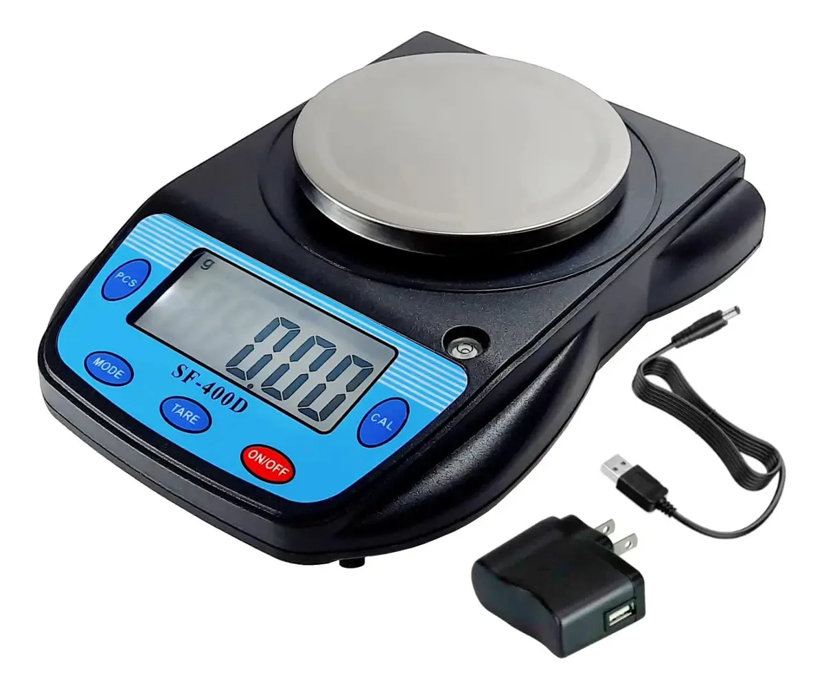 Balança analítica digital LCD de 600 G (21 onças) /0,01 G, balança de pesagem compacta e precisa para medições de testes de laboratório científico com carregador USB e adaptador AC/DC