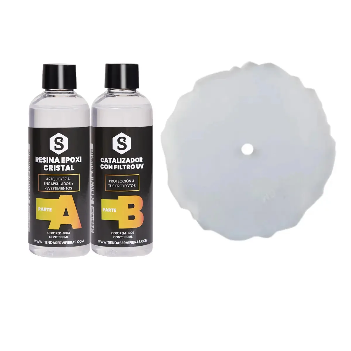 Combinação de moldes de silicone de 15,5 cm de diâmetro e cristal de resina epóxi 1 a 1 com filtro UV para artes e ofícios
