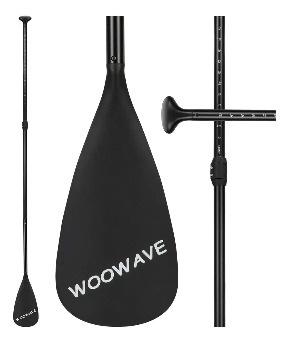Remo de SUP ajustável Woowave de 3 peças de liga de alumínio, pás de pé flutuantes, acessórios de prancha de remo, portátil