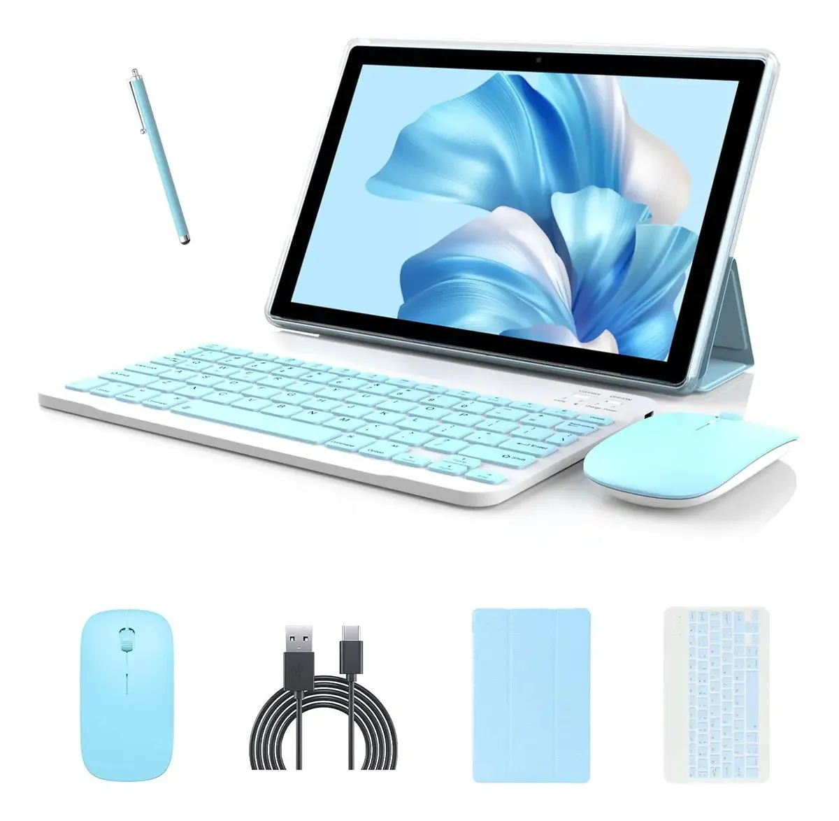 Tablet Android 14, tablets 2 em 1 de 10 polegadas com chave