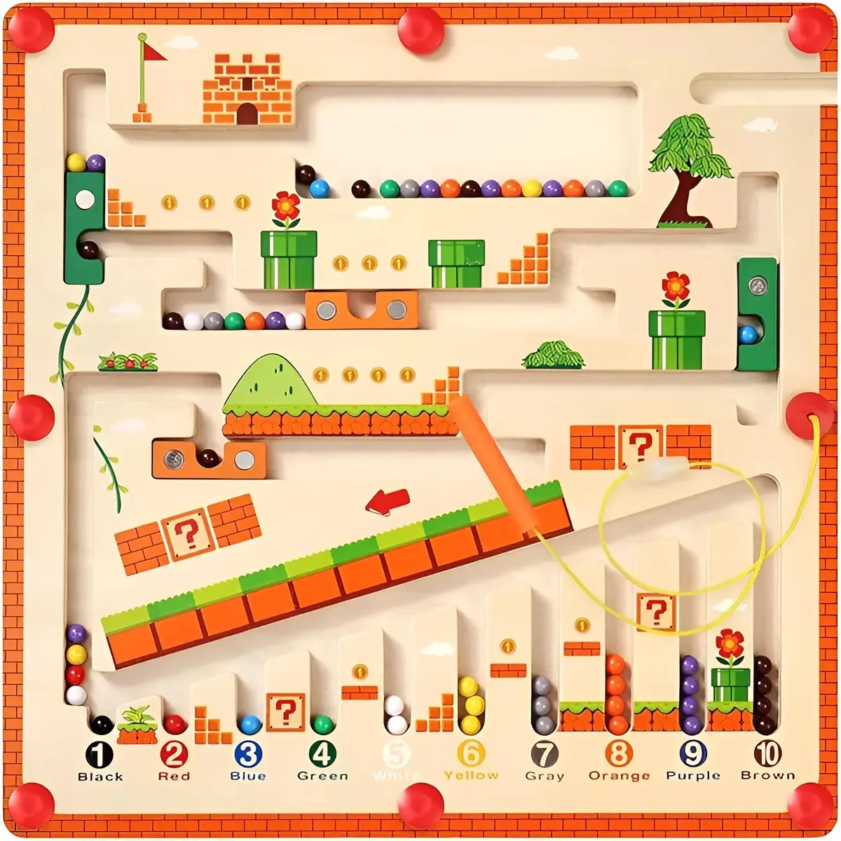Labirinto magnético educacional Montessori de cores e números