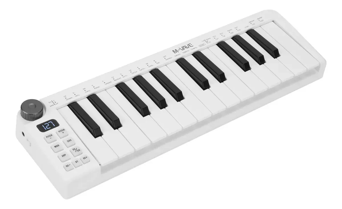 Mini controlador USB Midi Bluetooth recarregável portátil de 25 teclas