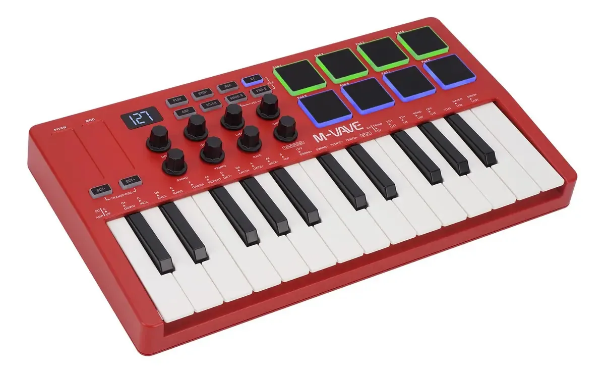 Driver de teclado USB Midi M-wave de 25 teclas com 8
