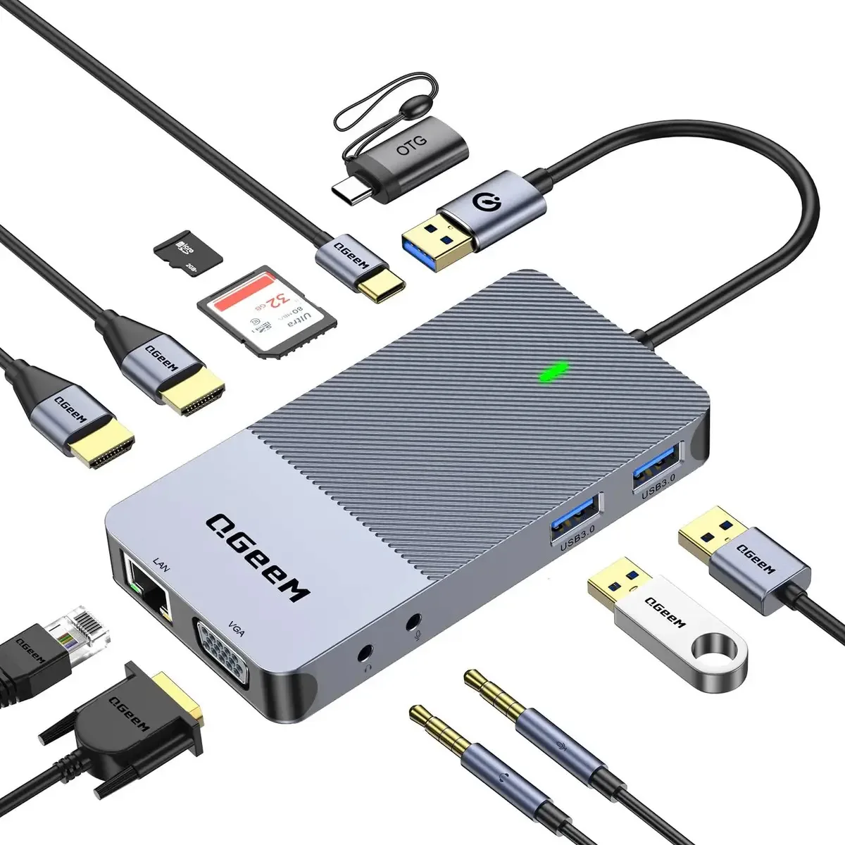 Hub USB Qgeem No especificado prateado