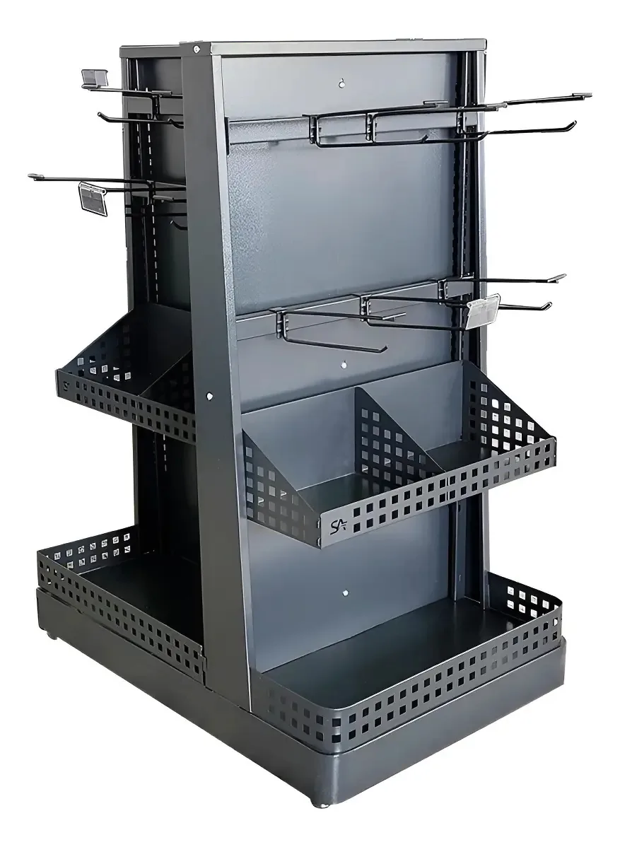 Balcão Check-Stand CKSPT Preto Sa Gondolas 24 Ganchos Porta Etiqueta