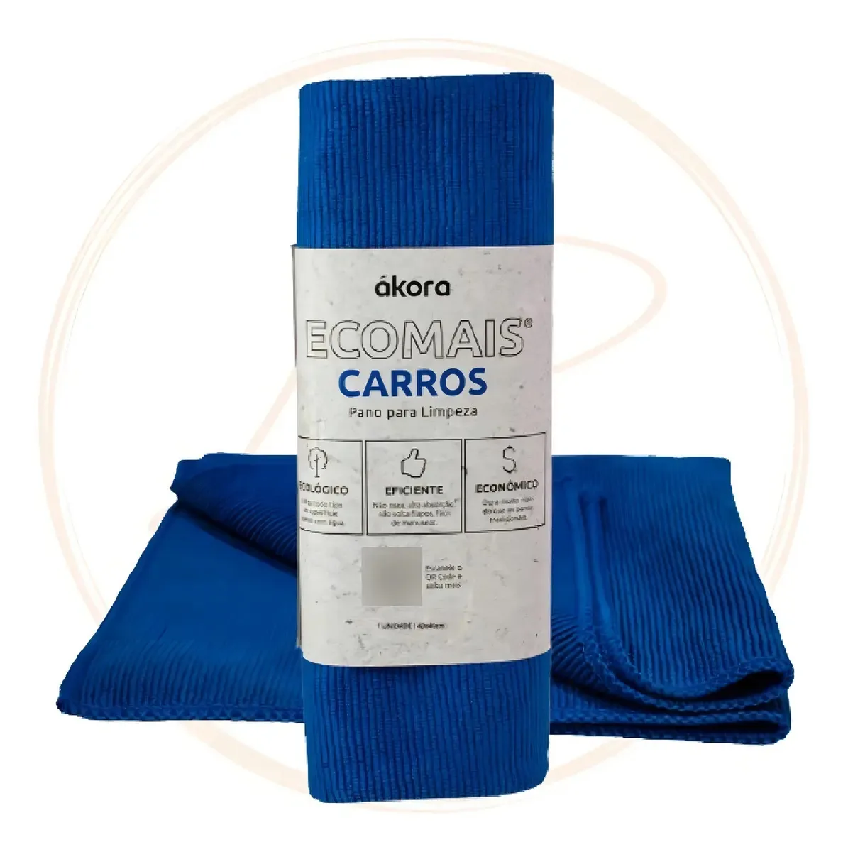 Pano Microfibra Azul Akora 40x40cm Limpeza Automotiva Ecomais Vidro Motor