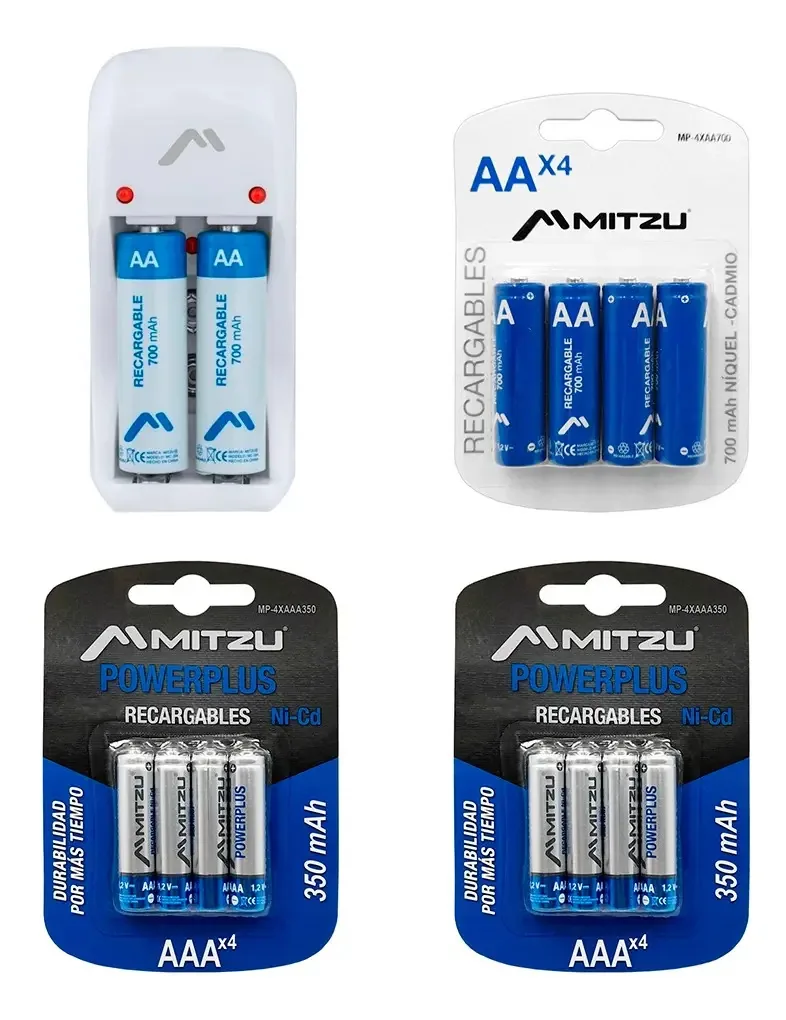 Carregador de bateria Mitzu+6 pilhas Aa+combinação de 8 pilhas Aaa