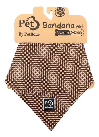 Bandana Pet Luxo Quadrado Marrom Petbone M