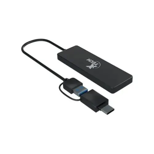 Hub USB Xtc-390 USB-a e USB-c 4 portas USB 3.0 5gbps cor preta