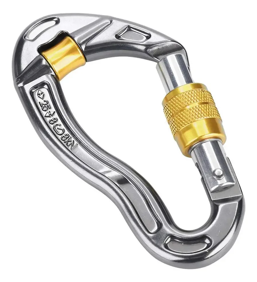 Alomejor Mosquetão de Escalada Clips de Mosquetão de Bloqueio Giratório Gancho de Mosquetão de Bloqueio 25kn para Escalada Hamacas Caminhada Acampamento(amarelo)