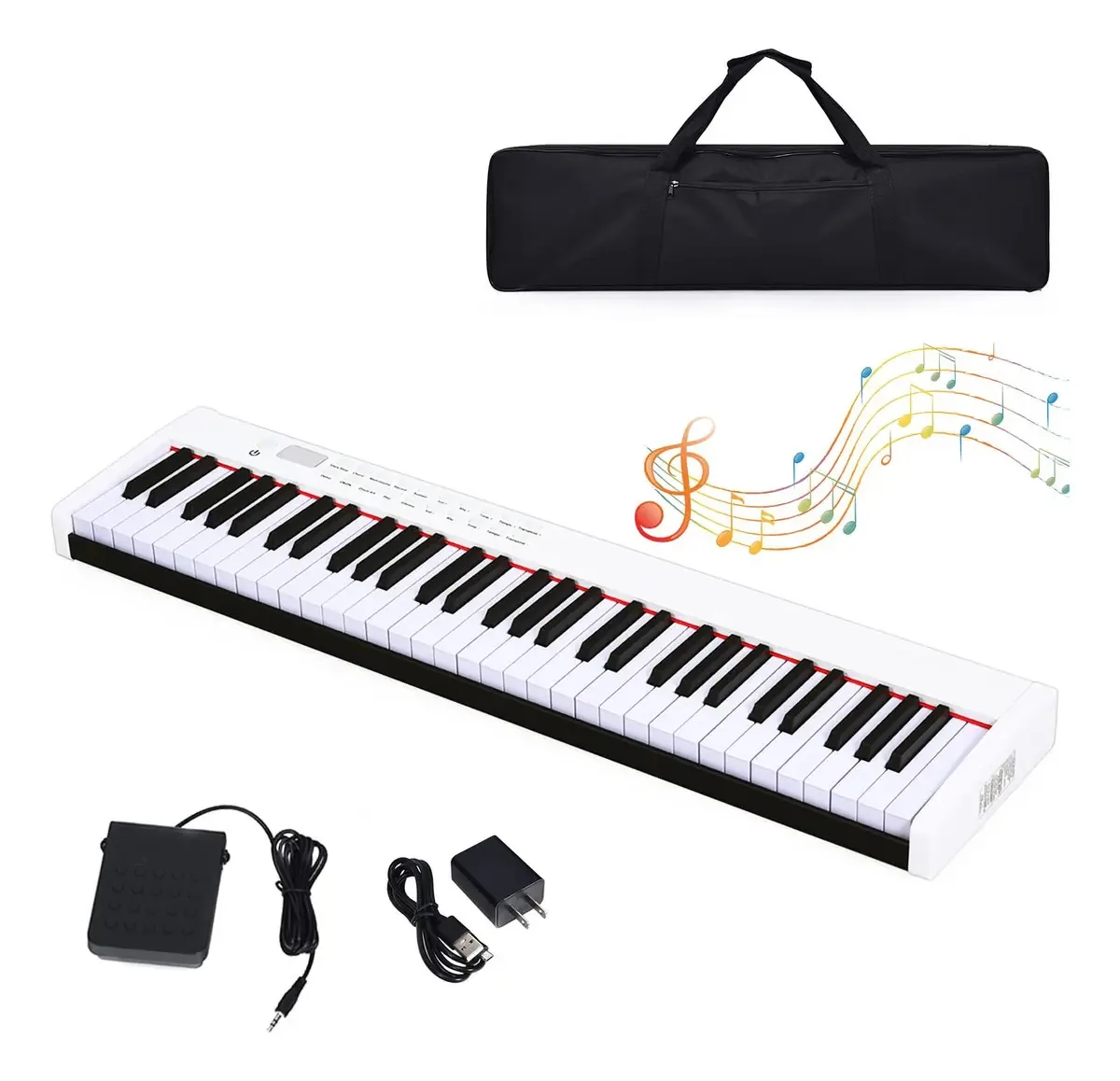 Piano digital autêntico com 61 teclas e som estéreo