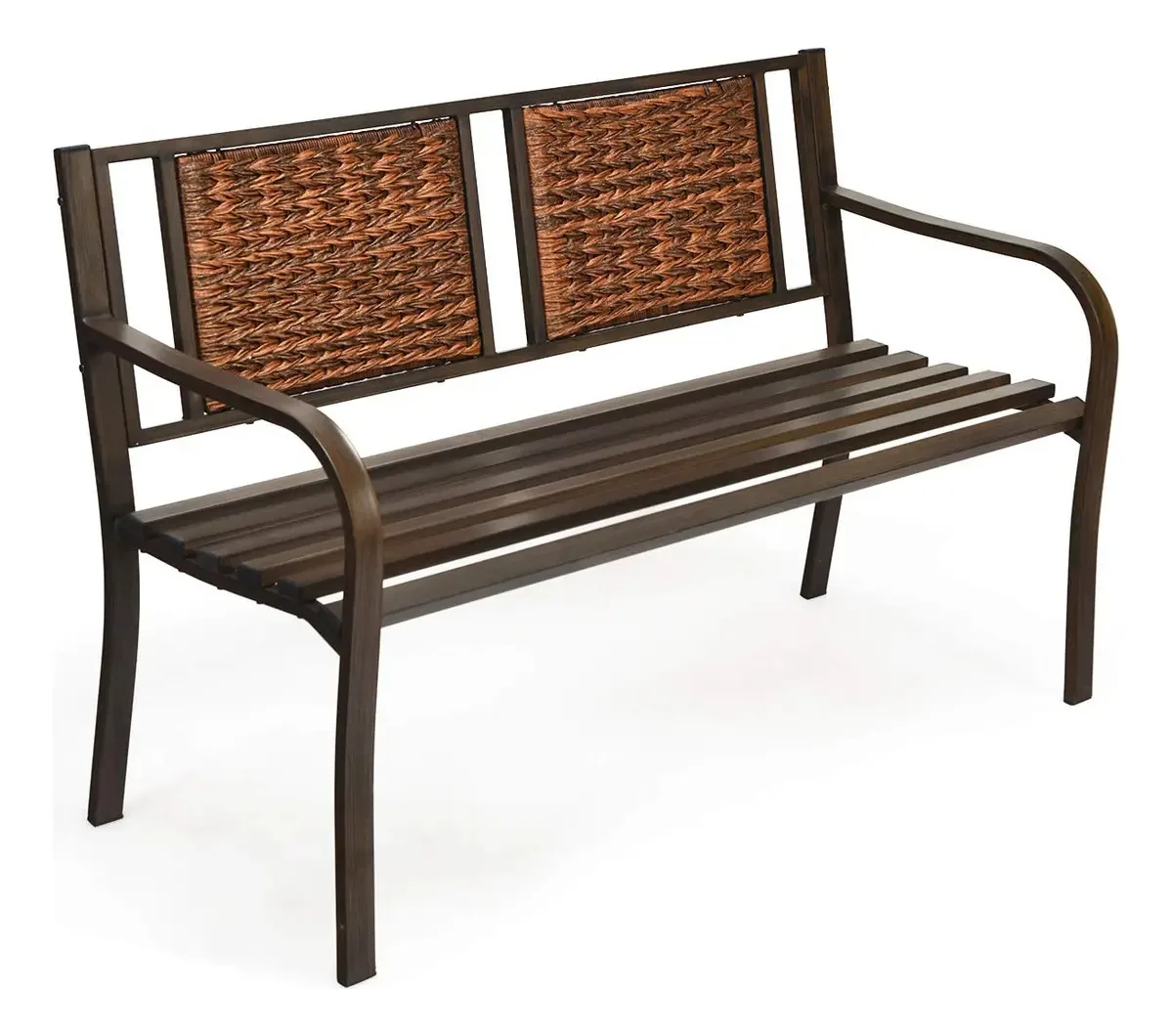 Cadeira de jardim S Afstar GT-12466-HW, cor marrom escuro, design suave, 2 assentos com apoios de braços