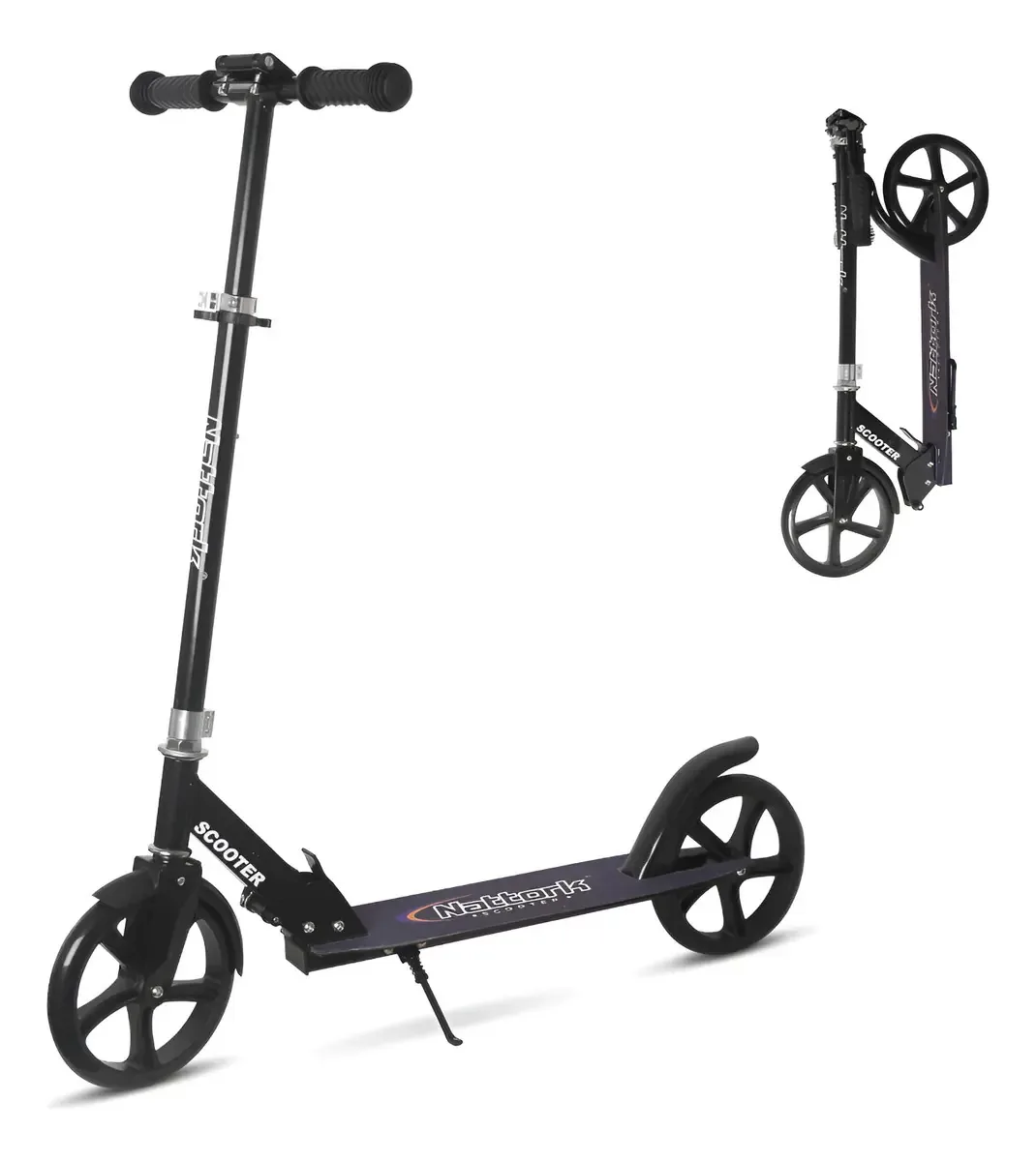 Nattork 152300 Scooter para crianças e jovens portátil leve e dobrável cor Preto