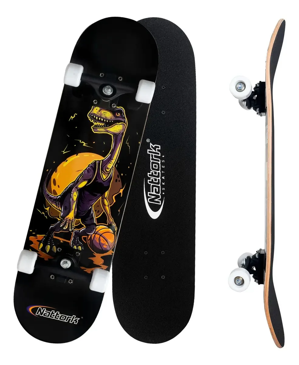 Skates de madeira de 31 polegadas, 9 camadas, skate Com Dino Dunk