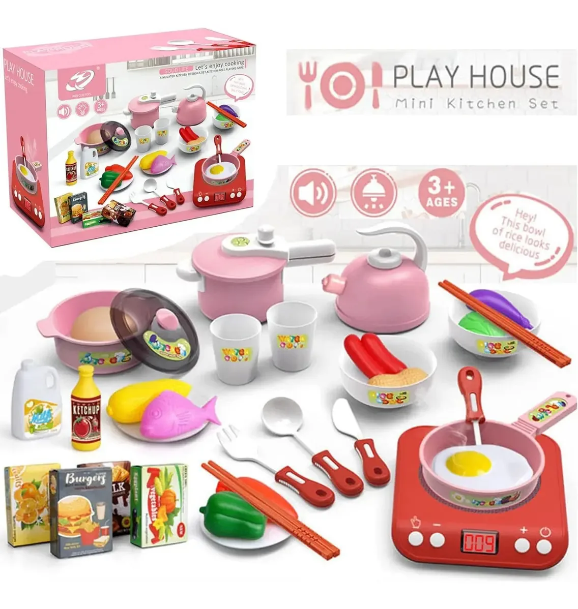 Brinquedos de cozinha para crianças, utensílios de cozinha, 36 unidades