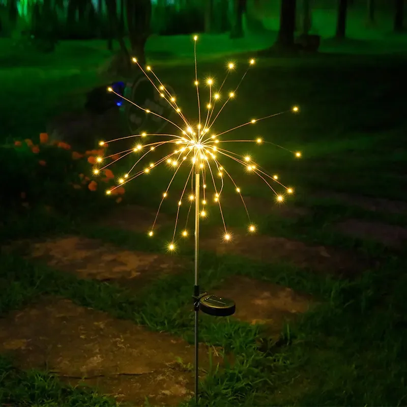 Luzes solares de Natal, decoração de exterior, fogos de artifício