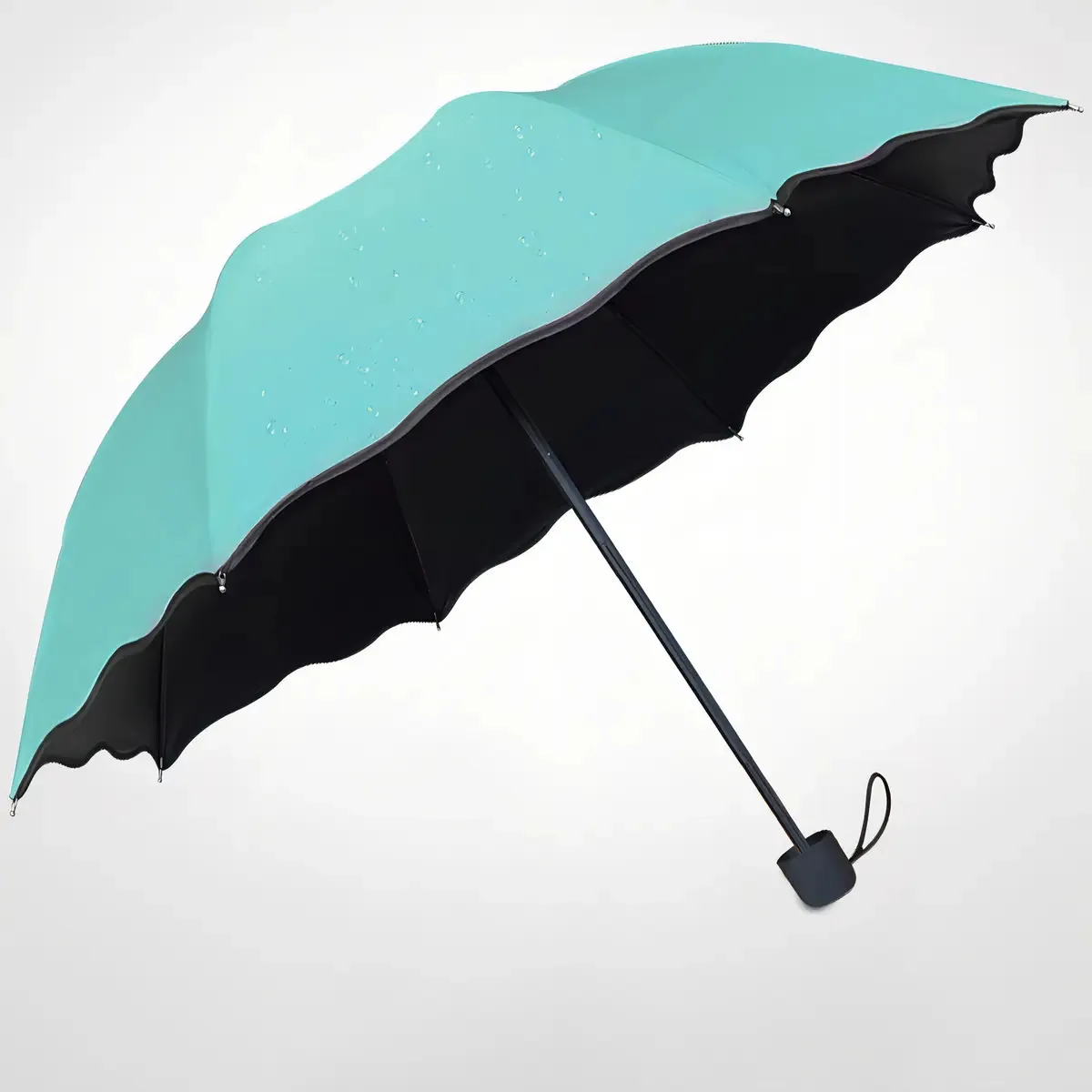 Guarda-chuva Guarda-chuva Guarda-chuva anti-UV com floração de 8 ossos, cor verde menta, design de tecido de PVC