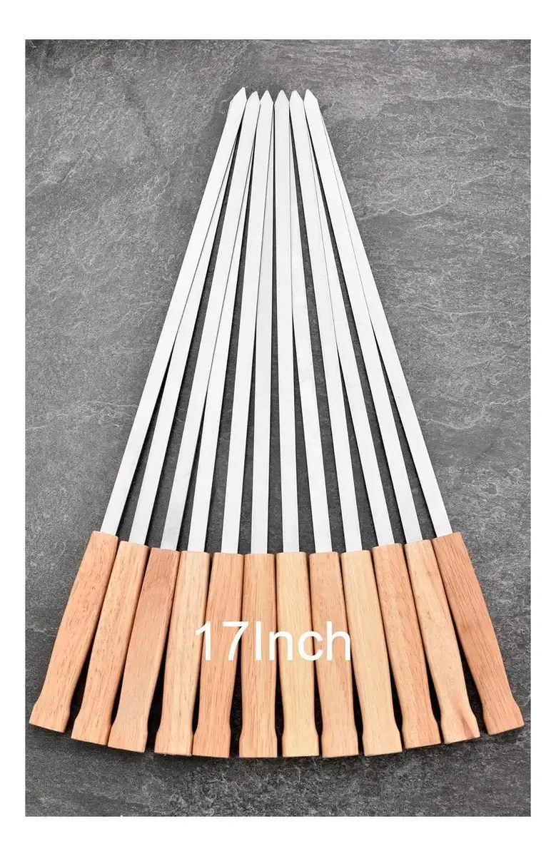 Conjunto de 12 espetos de churrasco planos Honshen 43,18 cm de aço