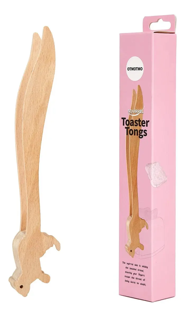 Pinças para torradeira Chipmunk Toast Tweezers,. Cor de madeira