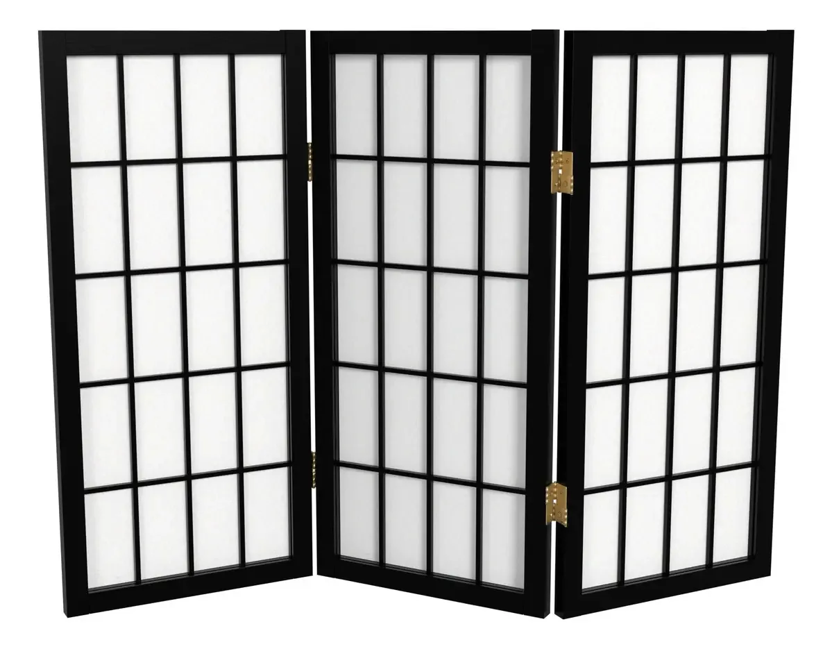Tela Shoji Design: 2 pés e 4 de largura, 6 cores, madeira, preto