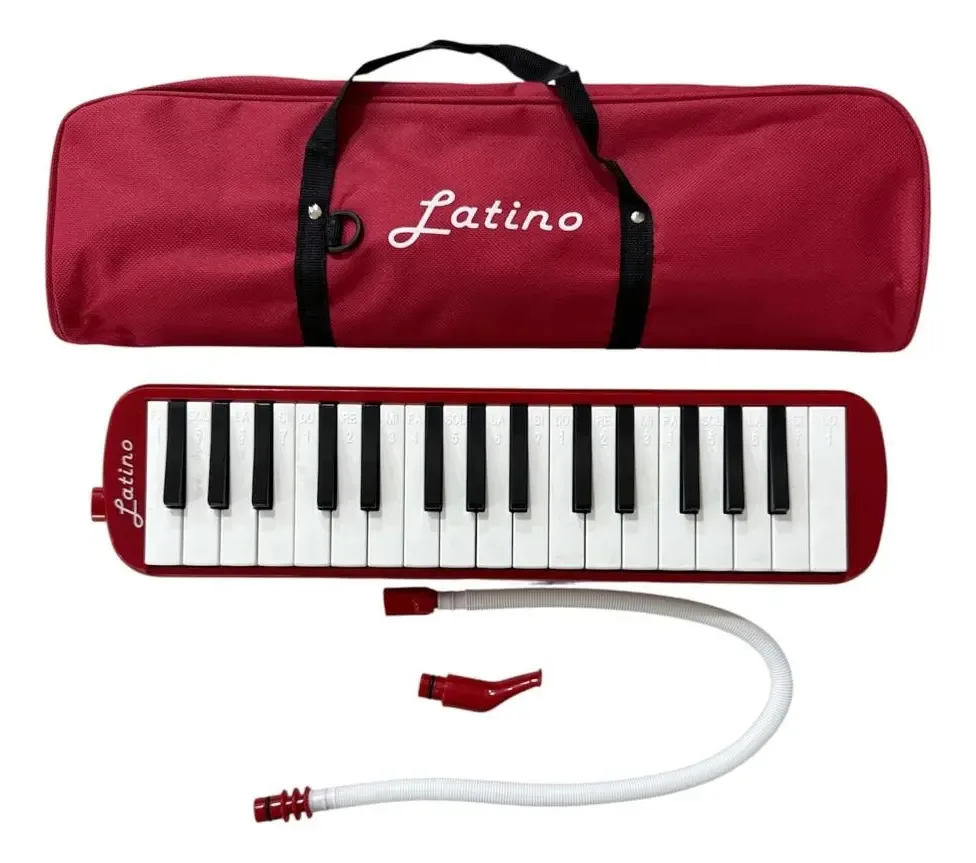 Estojo de tecido macio Melodica de 32 teclas em vermelho