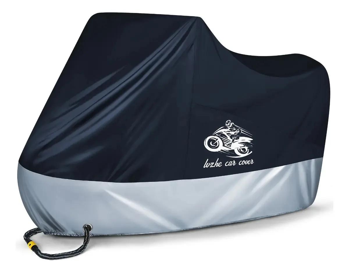 Capa de motocicleta impermeável grossa, capas para motocicletas, cor preta com prata