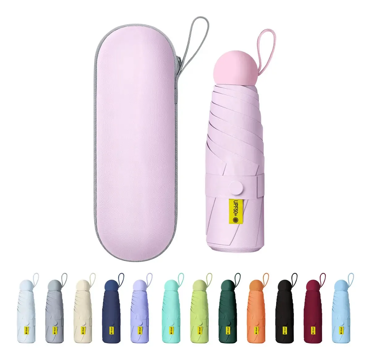 Guarda-chuva, guarda-chuva, bolso anti-UV+bolsa cápsula rosa