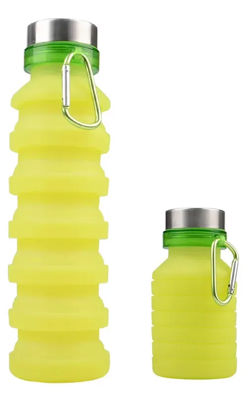 Garrafa De Silicone Sanfonada 550ml Verde