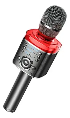 Microfone de karaokê sem fio Xzl, microfone Bluetooth vermelho