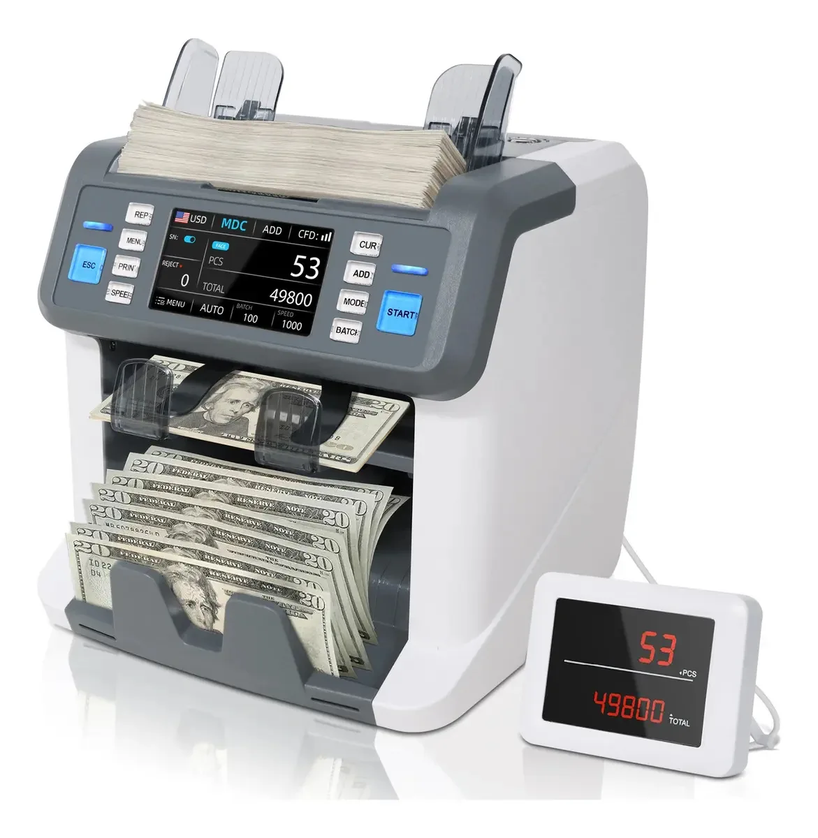 Contador de contas bancárias profissional de bandeja dupla