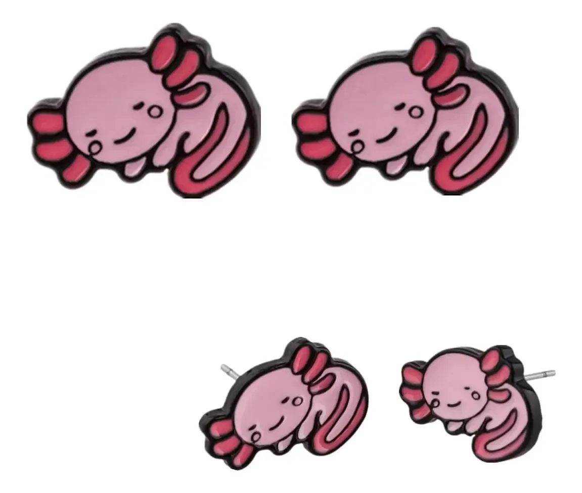1 par de brincos Axolotl de desenho animado, brincos De