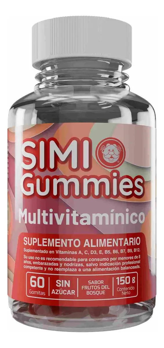 Multivitamínico Simi Gummies, sem açúcar, 60 gomas, sabor de frutas da floresta
