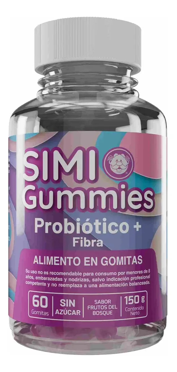 Probiótico Simi Gummies + Fiber sem açúcar 60 gomas com sabor de frutas silvestres