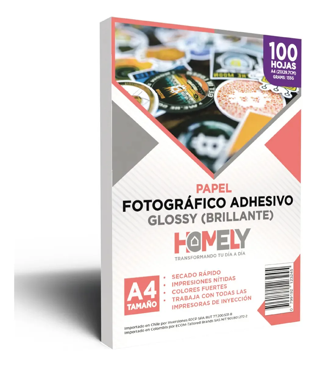Papel fotográfico adesivo Homely Glossy Glossy A4 100 folhas