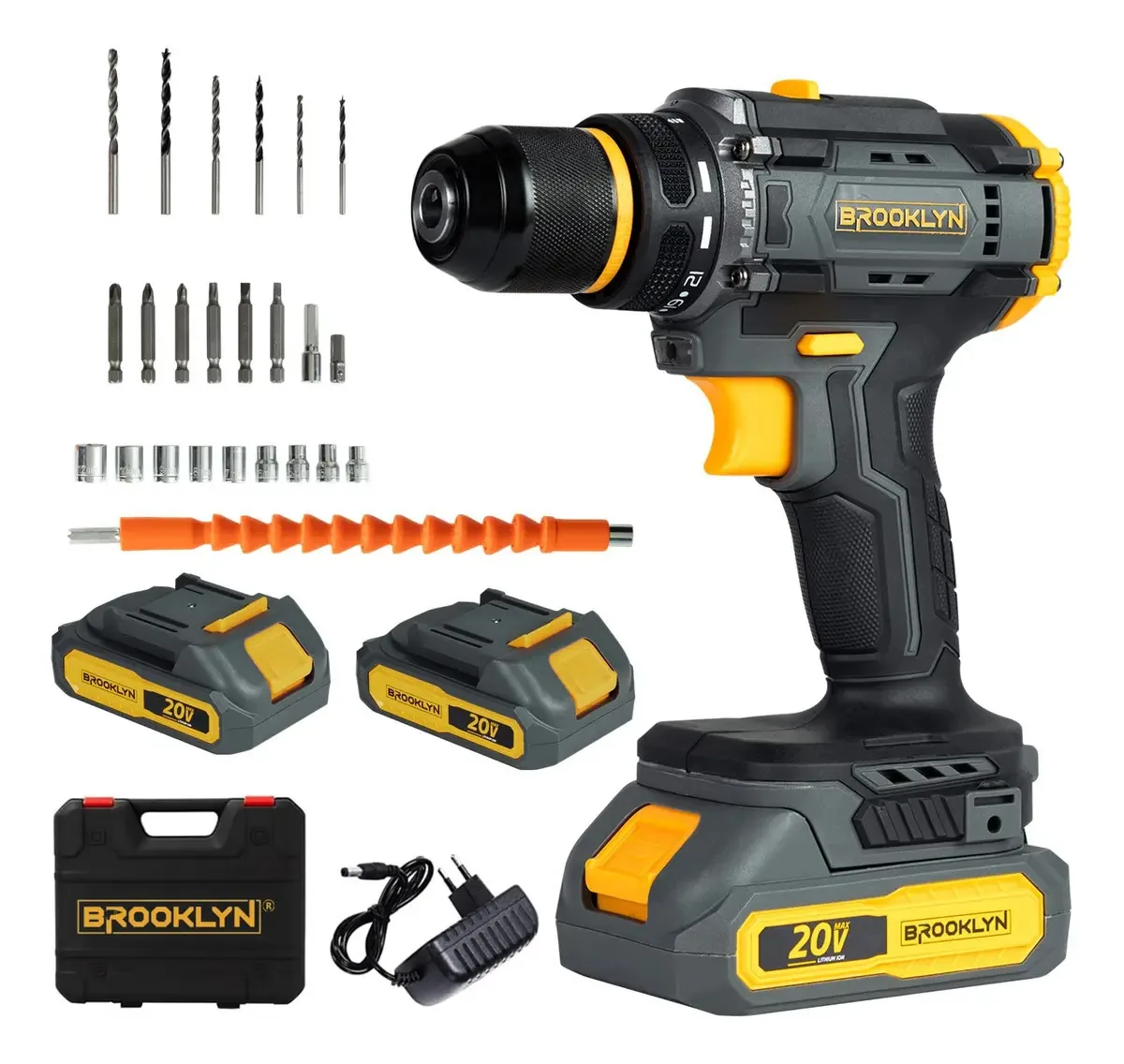 Furadeira sem fio Brooklyn 50/60 Hz + 2 baterias Chave de fenda 20v