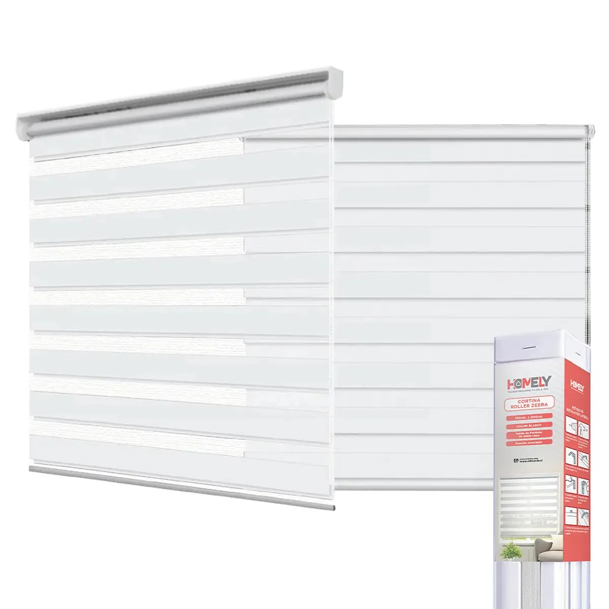 Cortinas Roller Duo 100% diurnas e noturnas Zebra Blind 150x200cm Homely