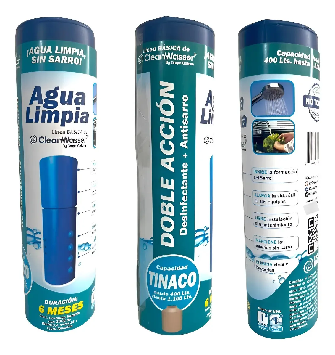 Lata de água limpa de dupla ação Cleanwasser para água de 1.100 litros