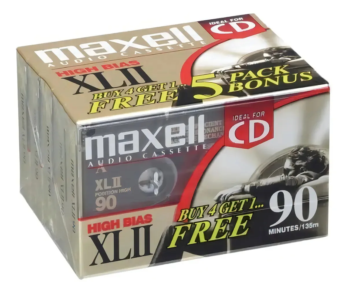 Fita cassete de áudio Xlii 90 High Bias, pacote com 5