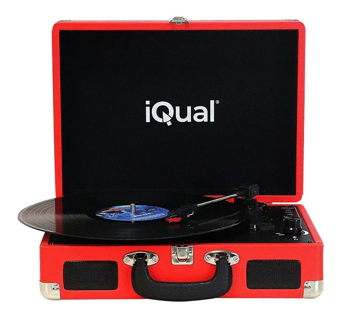 Toca-discos de vinil Bluetooth portátil vintage Usb Csi