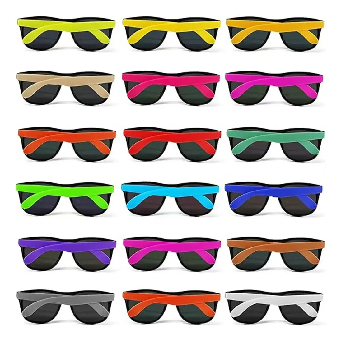 Óculos de sol neon de 16 cores, estilo anos 80, para festa