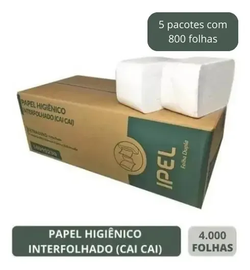 Papel Higiênico Interfolhado Cai Cai Folha Dupla 4.000 Fls