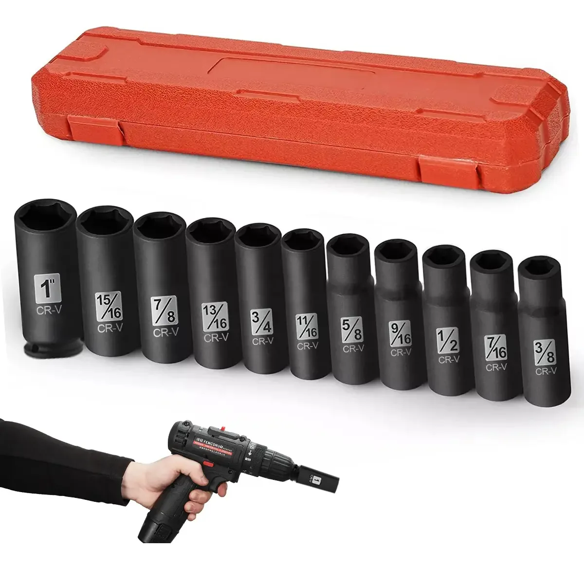 Conjunto de dados de impacto PBCOWASN11pz Heavy Duty Std de 1/2", adequado para uso com ferramentas pneumáticas ou furadeiras de impacto.