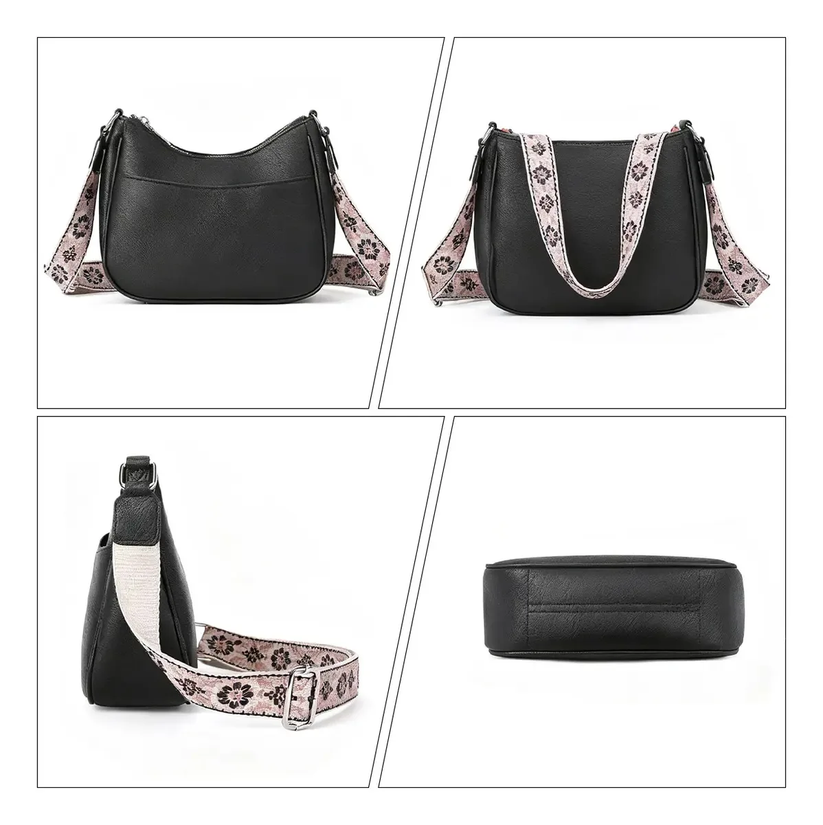Bolsa feminina Tethram, bolsa de ombro feminina moderna, preta