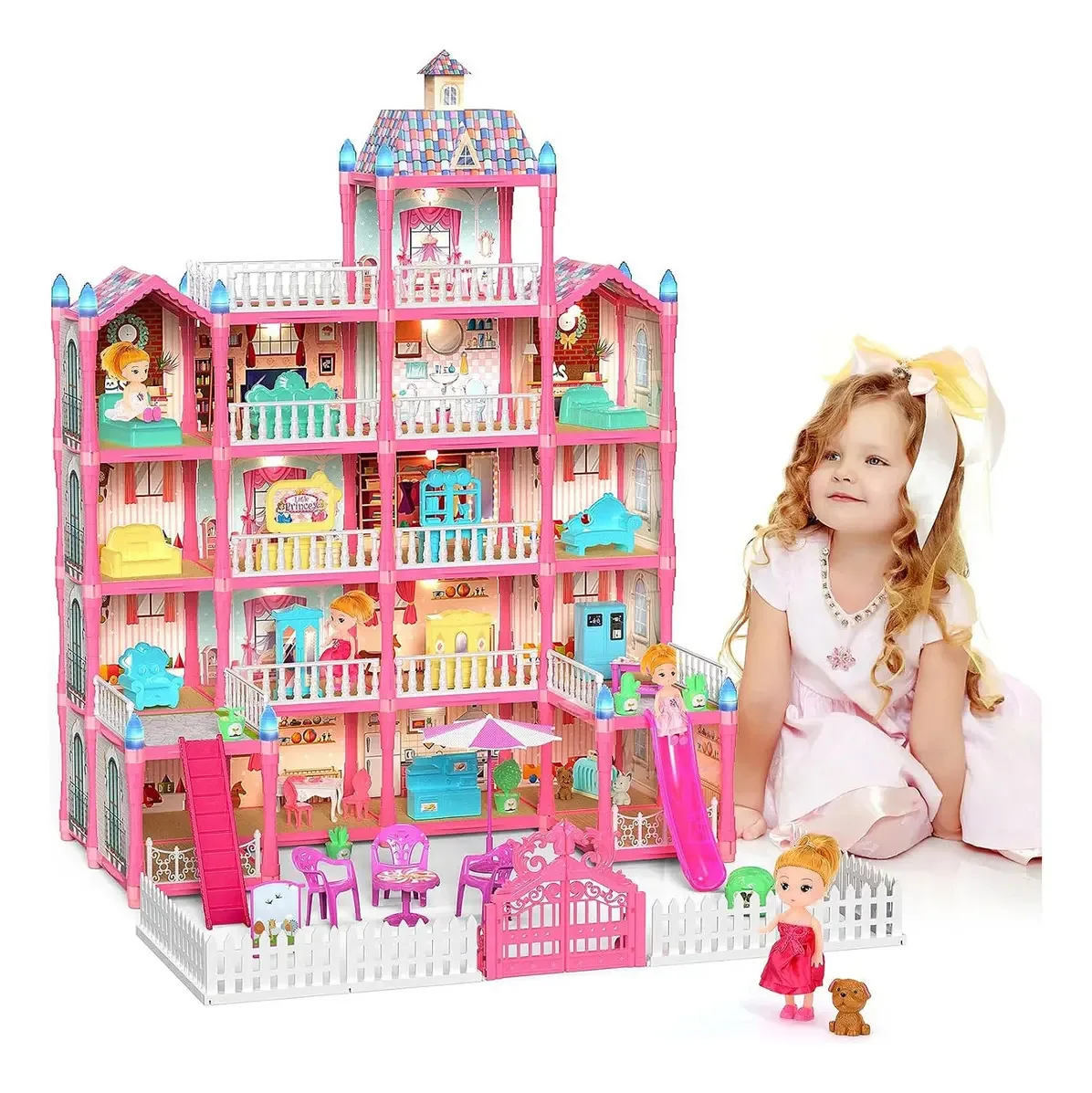 Casa de bonecas LED de 5 andares Princess Castle 379 unidades
