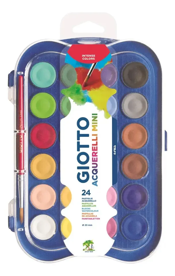 Mini Aquarela Em Pastilha Giotto Intense Colors Com 24 Cores