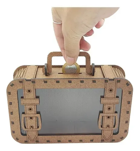 Cofre MDF Exclusivo DayArt Porta Moedas Cédulas Mala Viagem 17x9x5cm