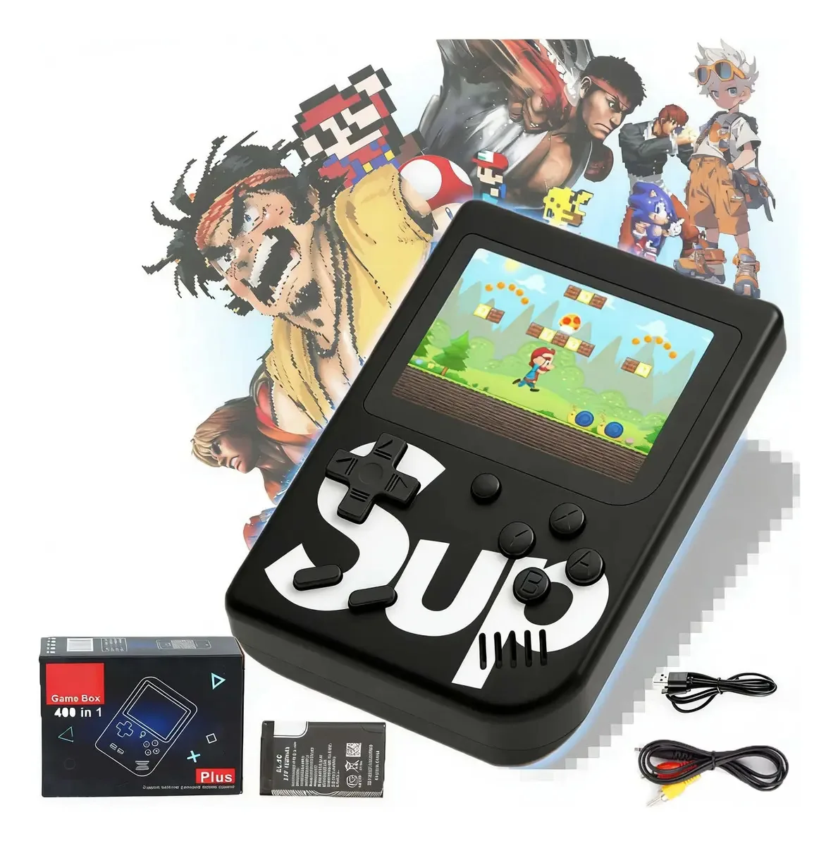 Tela LCD para console de jogos retrô, azul, 400 em 1, jogos clássicos de arcade retrô