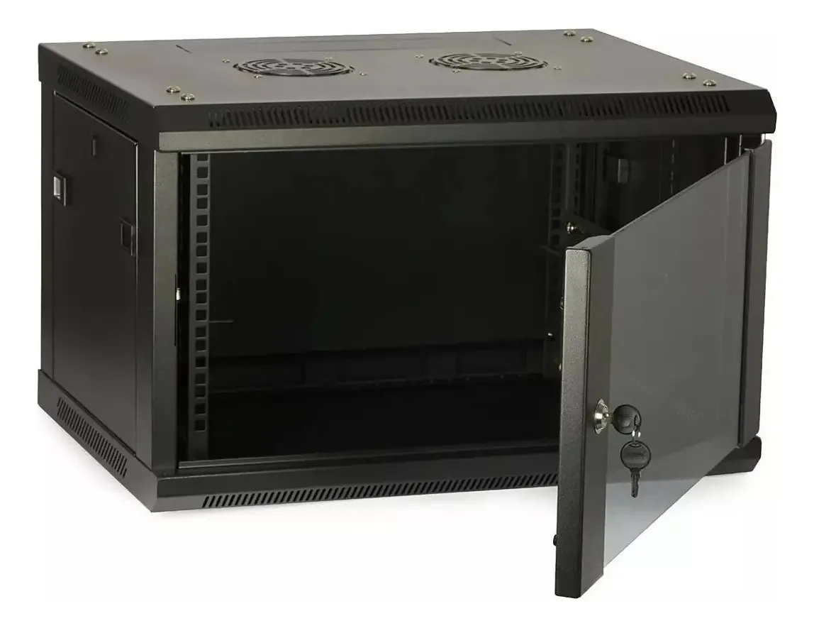 Mini rack de parede 6u 19 Armed. Com gabinete inferior Redes Serv Color Black