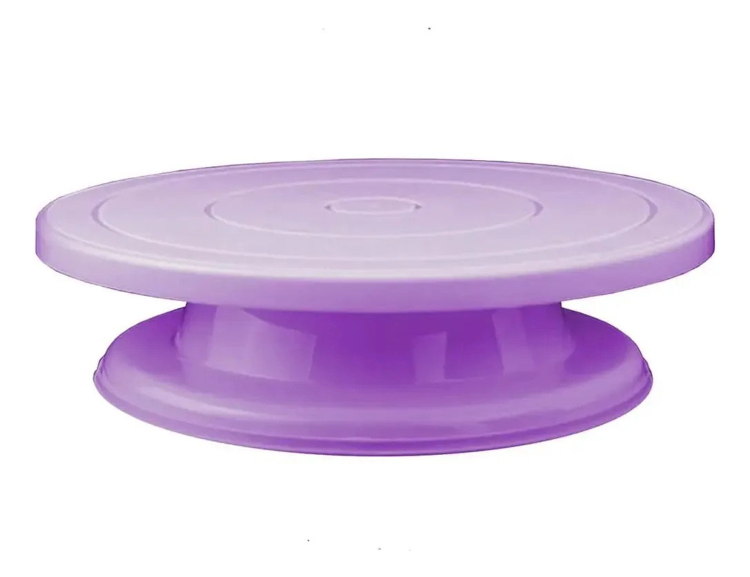 Bandeja de bolo giratória em pé para decorar pastelaria com pé violeta